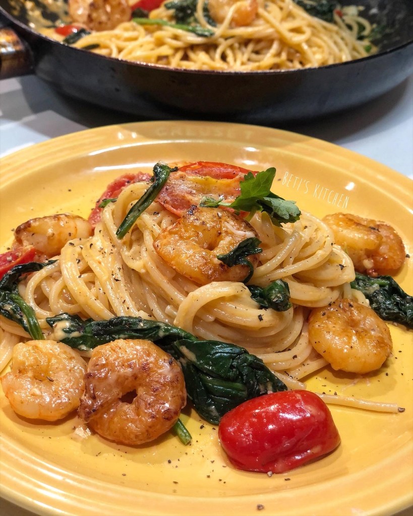 蕃茄菠菜蝦忌廉意粉