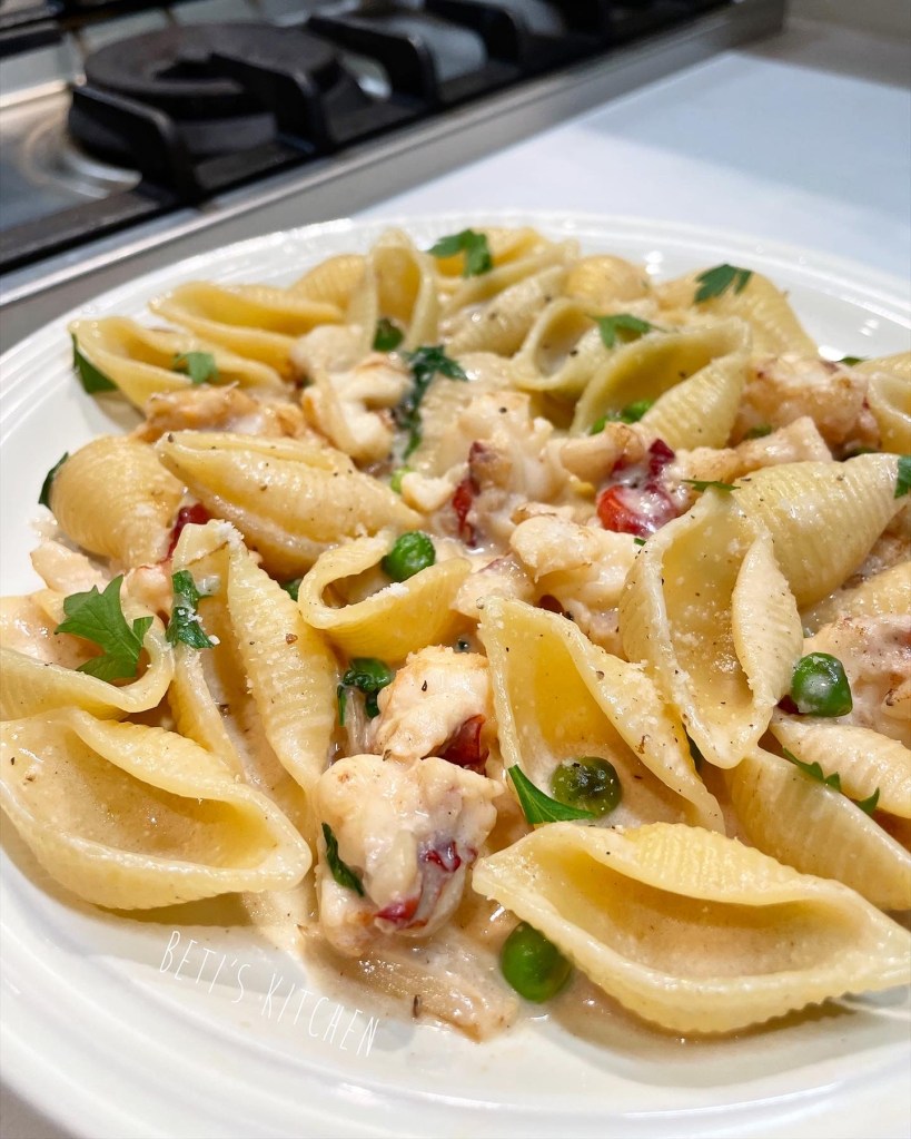 龍蝦青豆芝士忌廉貝殼粉 