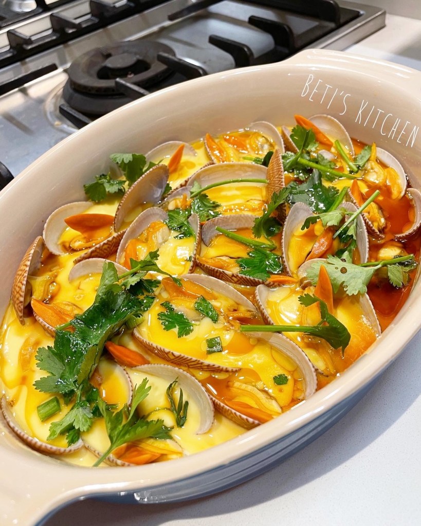 花雕花甲蒸滑蛋