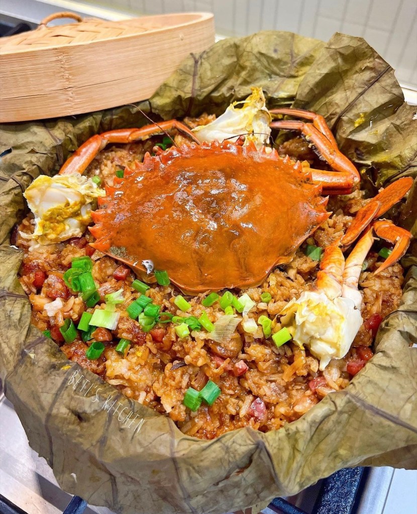 簡易版荷葉蒸羔蟹臘味飯